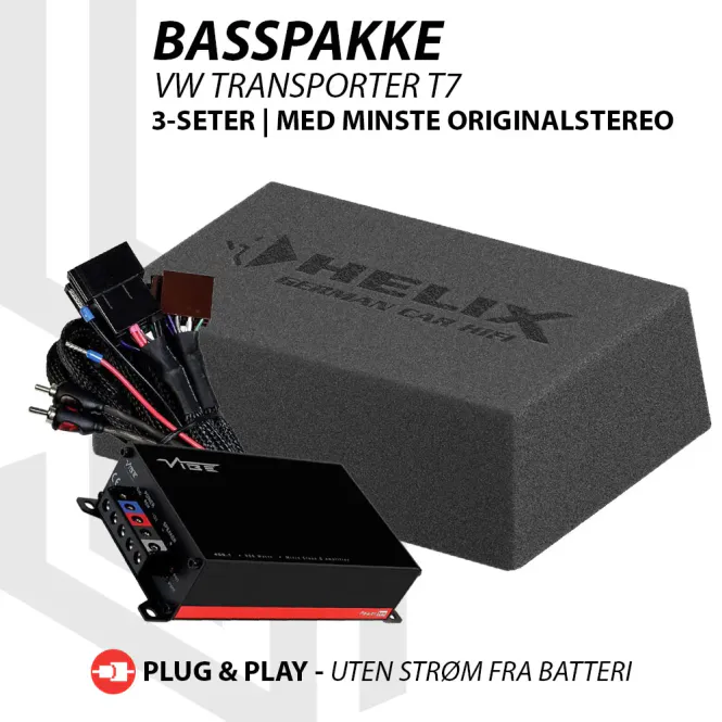 Hovedbilde Basspakke VW Transporter T7 VIBE / HELIX Plug and Play basspakke