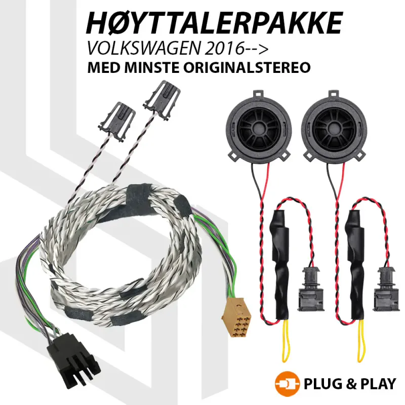 OPTION høyttalerpakke Volkswagen Ettermontering av diskanter i Volkswagen 2016--> uten original diskant