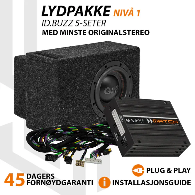 Hovedbilde Match Lydoppgraderingspakke VW ID.Buzz Cargo 5 og 7-seter Nivå 1