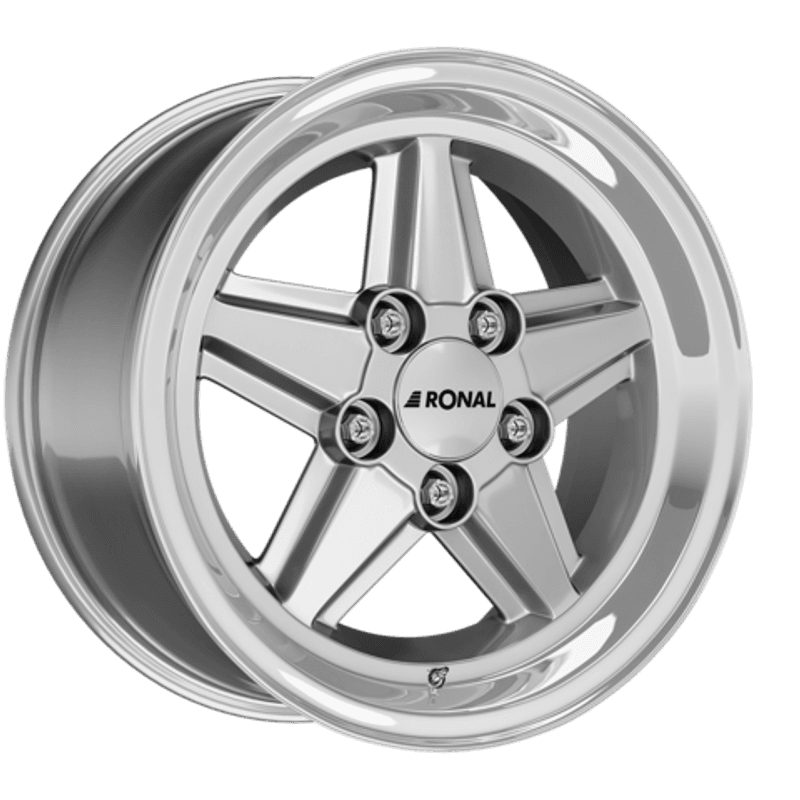 Ronal R9 Aluminiumsfelger 5x112, 7x16, ET23, Ø66.6 Silver-Rim Lip Cut (750 Kg)